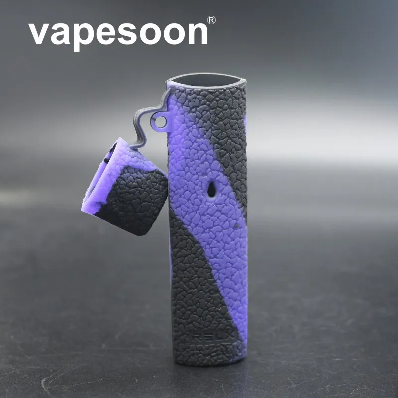 1 шт. силикон vapesoon чехол для кожи с металлическим шнурком для RELX POD системы Нескользящая Текстура силиконовый рукав обертывание оболочка гель - Цвет: Purple in Black