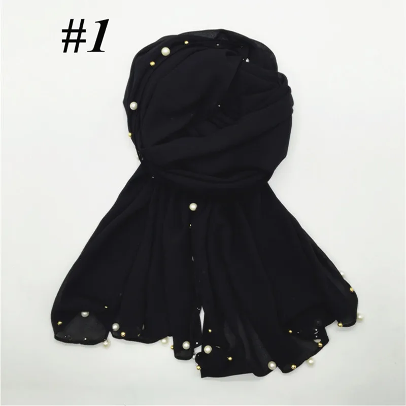 Взрывные модели модные женские одноцветные шифоновые жемчужный шарф для ногтей мусульманские дамы baotou шифон хиджаб