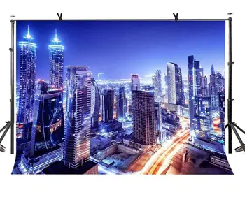 

7x5ft Dubai Night Backdrop Beautiful Dubai Night Photography Background and Studio Photography Backdrop Props