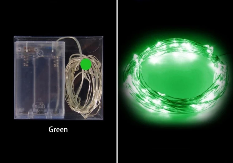 Silver wire LED string light-Green