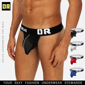 

ORLVS Brand Men Underweaar Sexy Mesh Jockstrap Briefs Panties Underpants Cueca Gay Underwear Men Thong Men String Freedom