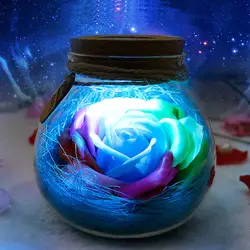 Светодиодный rgb атмосфера ночник бутылки цветок творческая романтическая роза цветок лампы отличный подарок к празднику для девочек