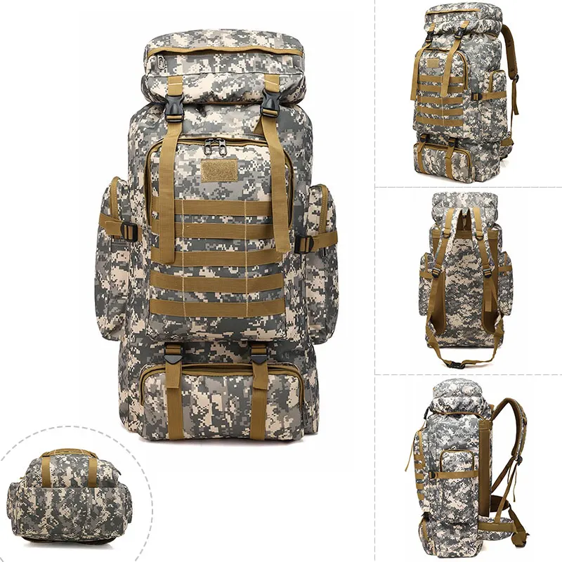 

80L Waterproof Climbing Hiking Tactical Military Backpack Bag Outdoor Sport Molle Backpack Camping Trekking Bag Camouflage
