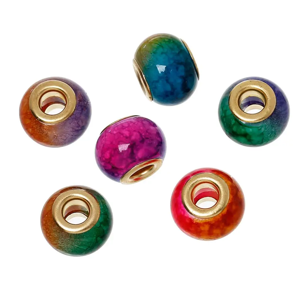 DoreenBeads European Style Charm Glass Beads Drum At Random Multicolor