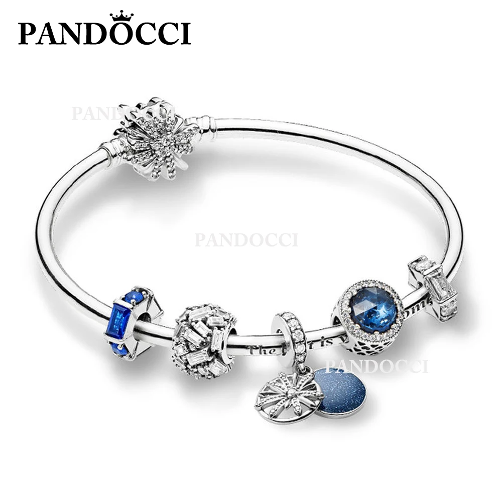 

PANDOCCI 100% 925 Sterling Silver ZT0215 Magnificent Star Wish Ice Crystal Snowflake Glamour Winter Bracelet Set Vintage