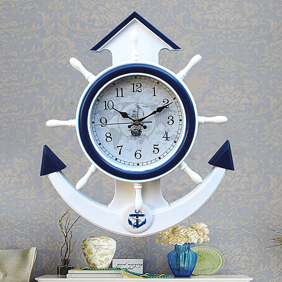 

Vintage Living Room Wall Clock Modern Design Sailboat 3D Wall Clock Silent Mechanism Decorations Reloj Pared Home Decor 50P44
