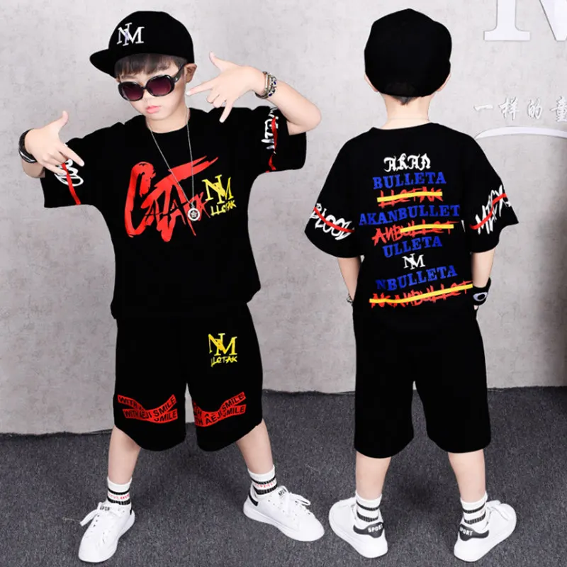 

Baby Boy Clothes Summer Season Kids Short Sleeve T-shirt+Cropped Pants Letter Print Fashion Sports Suit 3-12 y Children's Wear