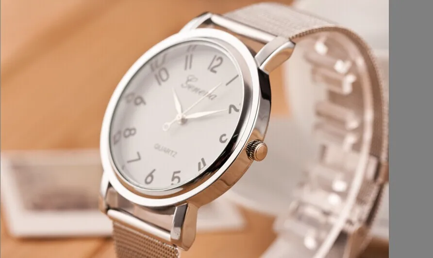 Geneva часы с полностью стальным корпусом женское платье Аналоговые наручные часы мужские повседневные часы женские унисекс кварцевые пары часы 100 шт/партия
