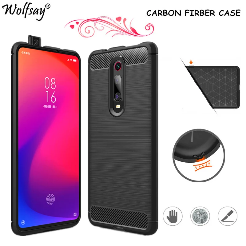 

Wolfsay Carbon Fiber Cover For Xiaomi Mi 9T Case Shockproof Bumper Silicone Cover For Xiaomi Mi 9T Case Cover Xiaomi Mi 9T Funda