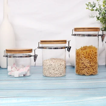 

Household Glass Storage Tank Sealed Clip Cover Transparent Storage Jar Food Storage Bottle