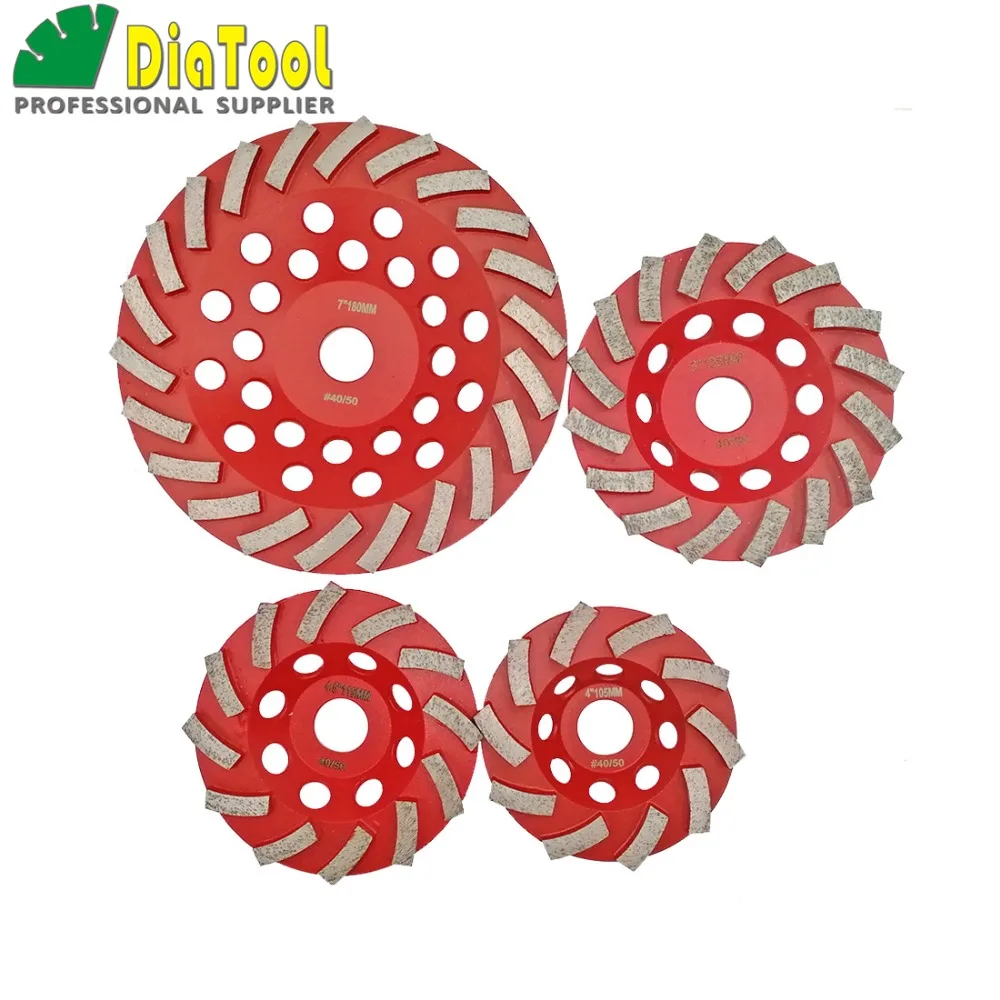 DIATOOL Diameter 180MM Segmented Turbo Diamond Grinding Cup Wheel For Concrete And Masonry Material, 7" Diamond Grinding Discs