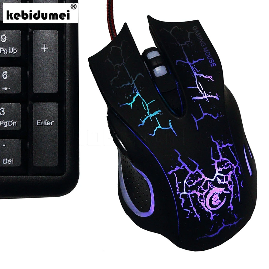 kebidumei 3200DPI LED Optical 3D 6 Buttons USB Wired Gaming Game Mouse