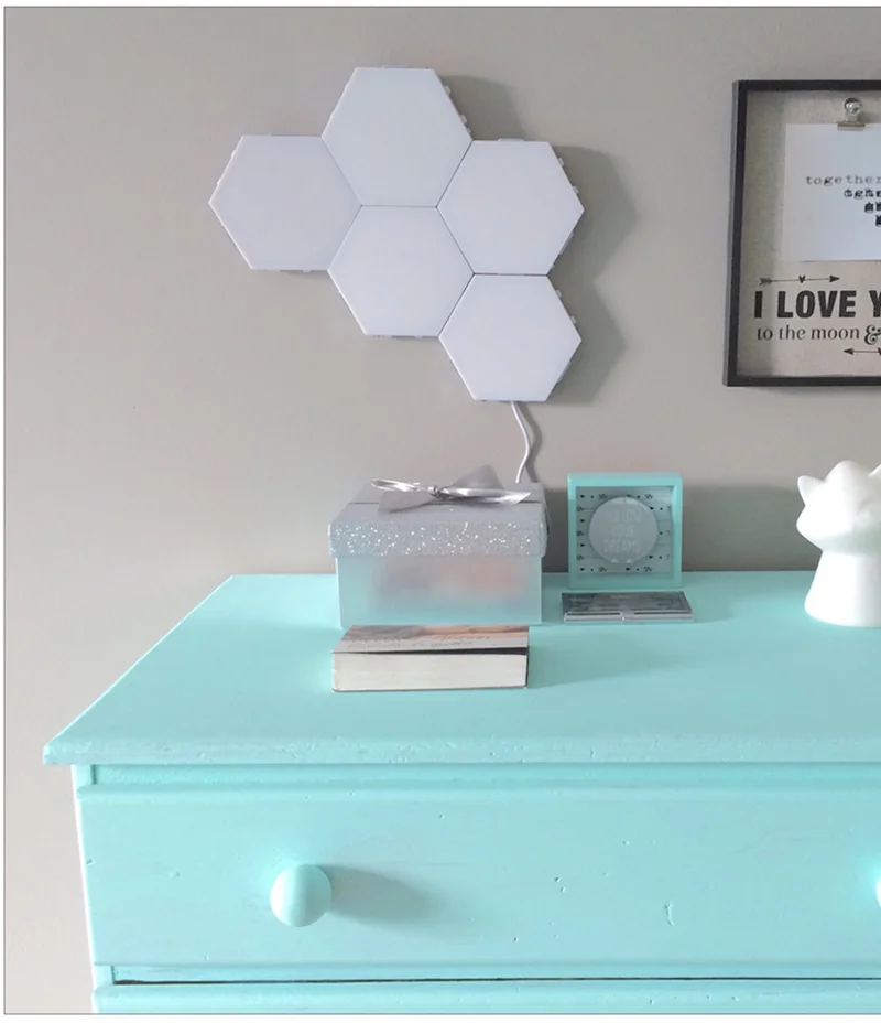 Sensível à Luz da Noite Toque Modular Hexagons Magnéticos Decoração Criativa Parede Lampara Quantum Lâmpada Led Hexagonal Lâmpadas Diy 13 modular hexagons magnéticos decoração criativa parede lampara