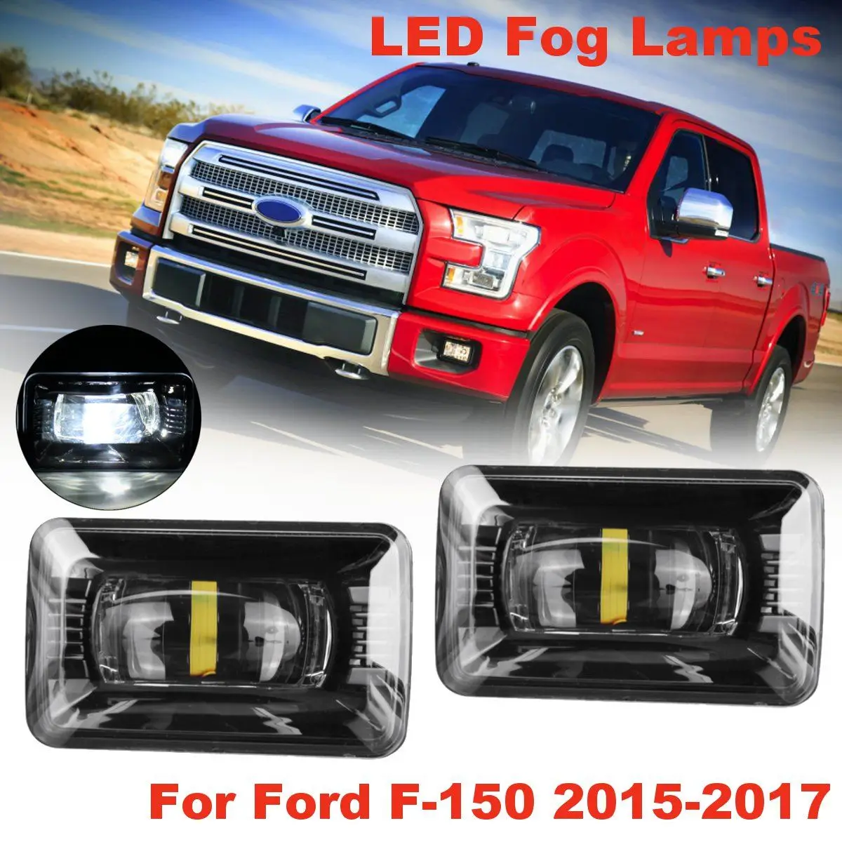

DC 12V 6500K Pair Clear Front Bumper LED Fog Lights Lamps White For Ford F-150 2015 2016 2017