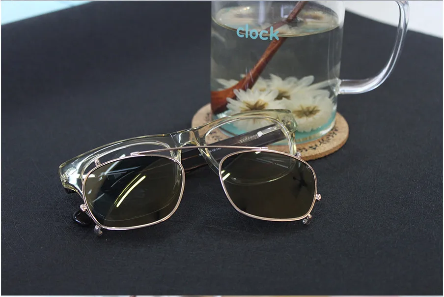 Модные поляризованные линзы винтажные стимпанк клип на солнцезащитные очки Флип-ап солнцезащитные очки Светоотражающие панк Солнцезащитные очки Clip608G