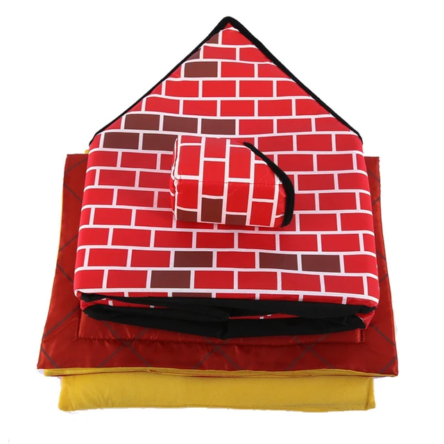 Washable & Removable Red Brick Pet Dog House For Small Dogs Puppy Kennel With Mat Warm And Cozy Cat Kitten Bed Pet Products