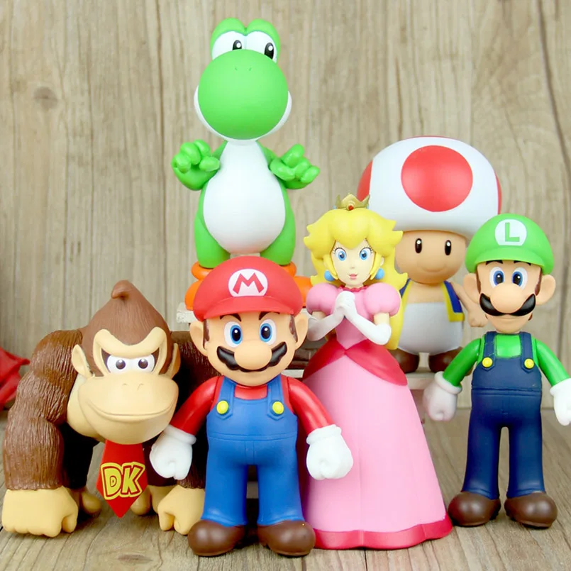 

12cm super mario bros figure toys super mario bros mario Luigi Yoshisaur princess PVC Action Figure Model Doll toys for children