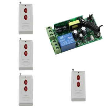 

AC 85V-250V Wide Range Output RF Wireless Remote Control System Receiver & 4pcs Transmitter Smart Home Control System