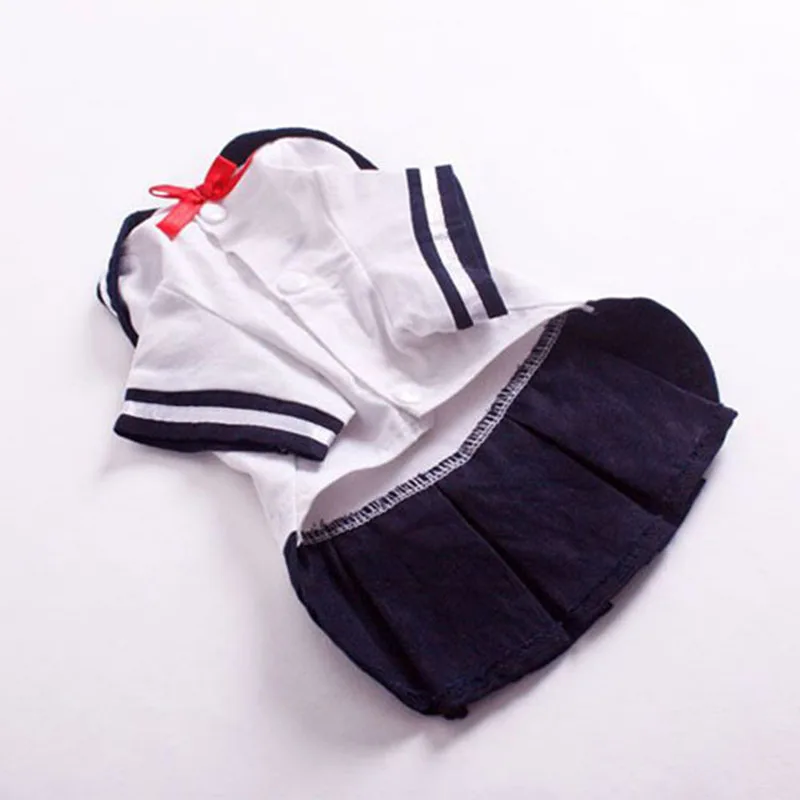 SYDZSW Pet Puppy School Uniform Dog Costume Cute Dog Dress for Chihuahua Terrier Small Dog Pet Cat Clothes in Spring and Summer3