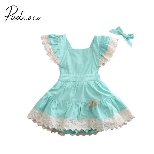

pudcoco 2017 sleeveless slash neck summer fashion bulk Cute Kids Baby Clothes Girls Lace mini Dress Outfits Sunsuit 1-5Y