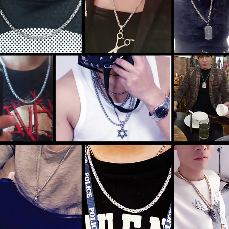 Silver Necklace Fashion Necklace Stainless Steel Necklace Metal Necklace Beier Trendy Wheat Chain For Boy Men