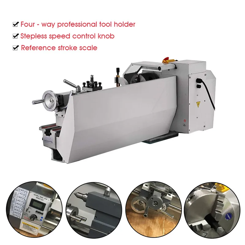 Mini Variable-Speed High-Precision DIY Metal Lathe Bench Top Digital RPM 750W For Parts Turning Repair Lathe Center Tool Machine