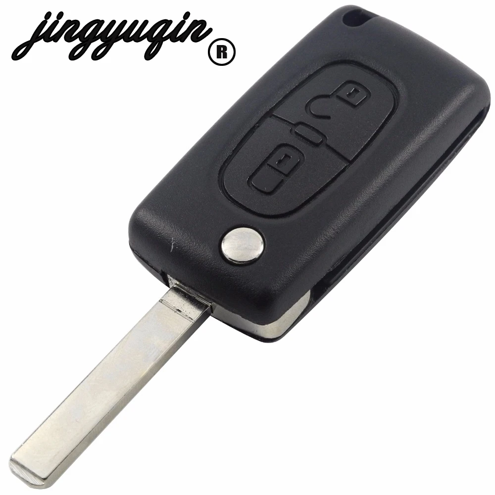 

jingyuqin Uncut Blade Replacement Entry Key Remote Fob Shell Case Cover For CITROEN C2 C3 C4 C6 For Peugeot 306 407 807