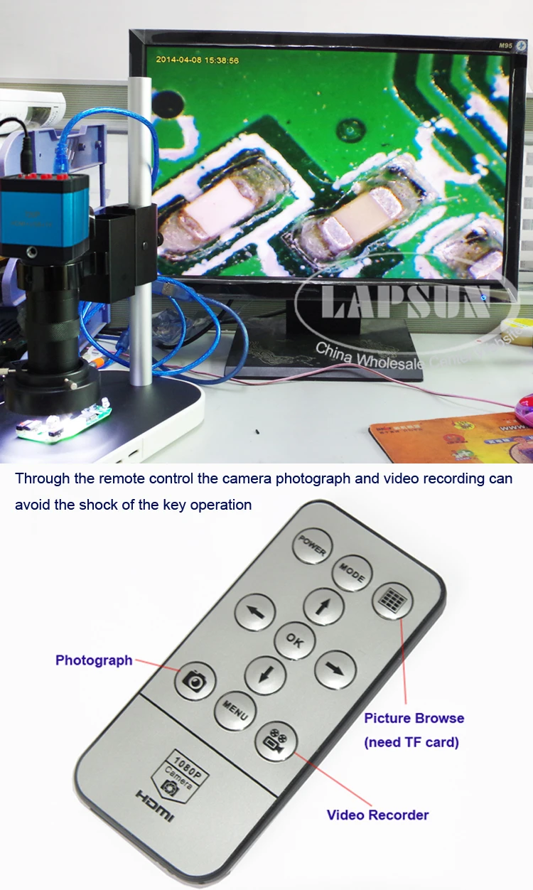 14MP 1080P CMOS HDMI микроскоп камера для промышленная лаборатория pcb USB выход видеомагнитофон+ c-крепление объектива+ светодиодный светильник-кольцо+ подставка