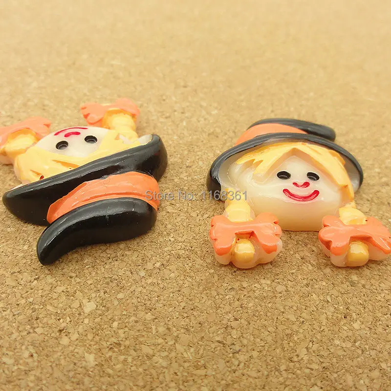 1pcs/lot resin flat back Halloween orange hair girl cartoon 28mm Cabochons Hair Bow Center DIY Christmas decration C114-9