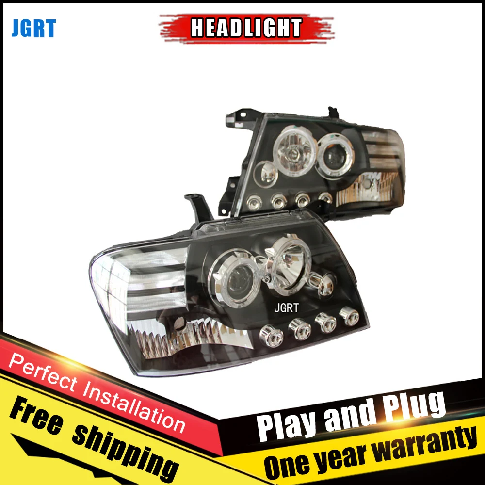 Автомобильные светодиодные фары для Mitsubishi Pajeo 2000 2012 Pajero DRL двухлучевые H7 HID