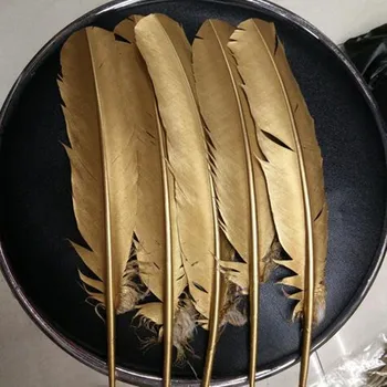 

Wholesale! 100pcs beautiful 10-12inches/25-30cm Golden Natural Turkey feathers for stage celebration decorative feathers