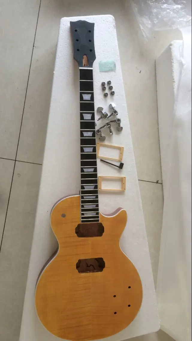 

Wholesale unfinish Electric guitar with old truss rod , all hardware One piece neck maple top ebony fingerboard frets end 161020