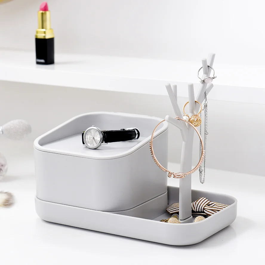 

1pcs Plastic Makeup Organizer Tree Shaped Jewelry Box Creative Cosmetic Organizer Ring Lipstick Rack Necklace Display Organizer
