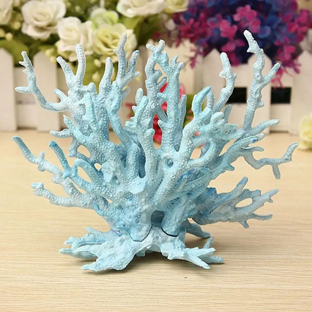 Artificial Coral Plant Tank Decor Aquarium Reef Ornament 9inch White