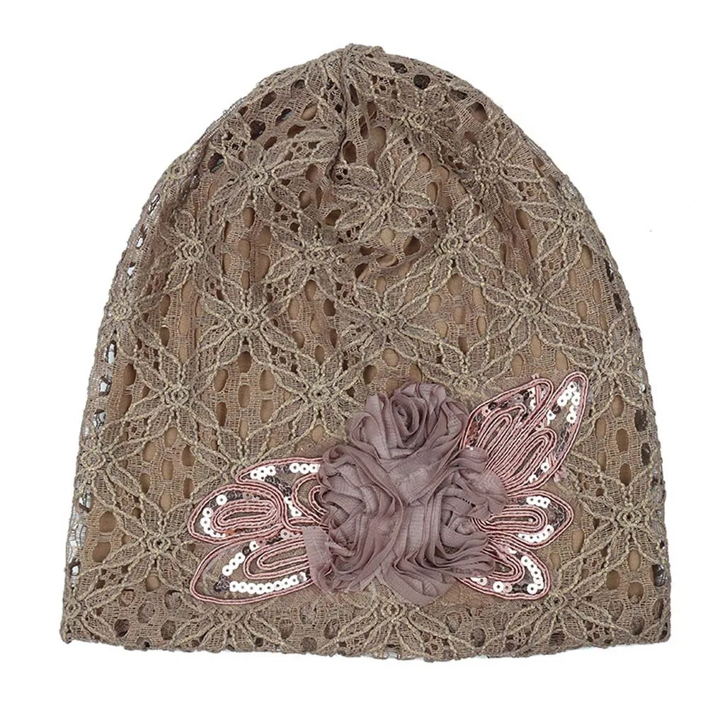 Женская кружевная Кепка новая Цветочная громоздкая мешковатая головная кепка осень зима модная повседневная шапка Хемо раковая шапка тюрбан из хлопка Sombrero DH