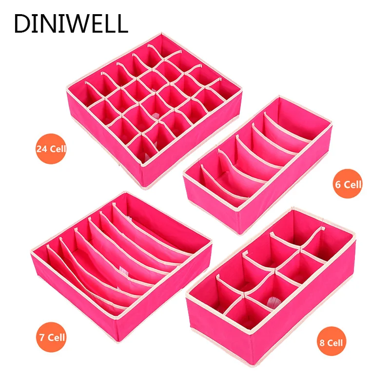 4PCS in Set rose 4 шт. ящики для хранения нижнего белья для бюстгальтера нижнее белье привязанные носки шарфы разделитель ящик шкаф Органайзер чехол ящик отделочный контейнер - Цвет: 4PCS in Set rose
