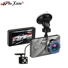 WHEXUNE Автомобильный dvr 4 дюймов ips экран Full HD 1080 P автоматическая камера двойной объектив Dash Cam видео рекордер ночного видения g-сенсор Регистратор
