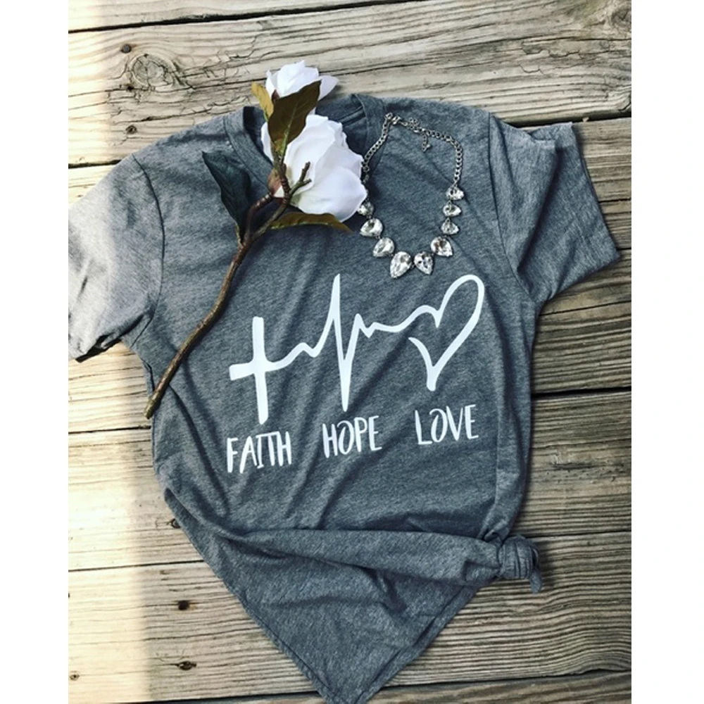 

Faith Love Hope Christian Blessed Women Shirt Faith Tshirt Heartbeat Faith Shirt