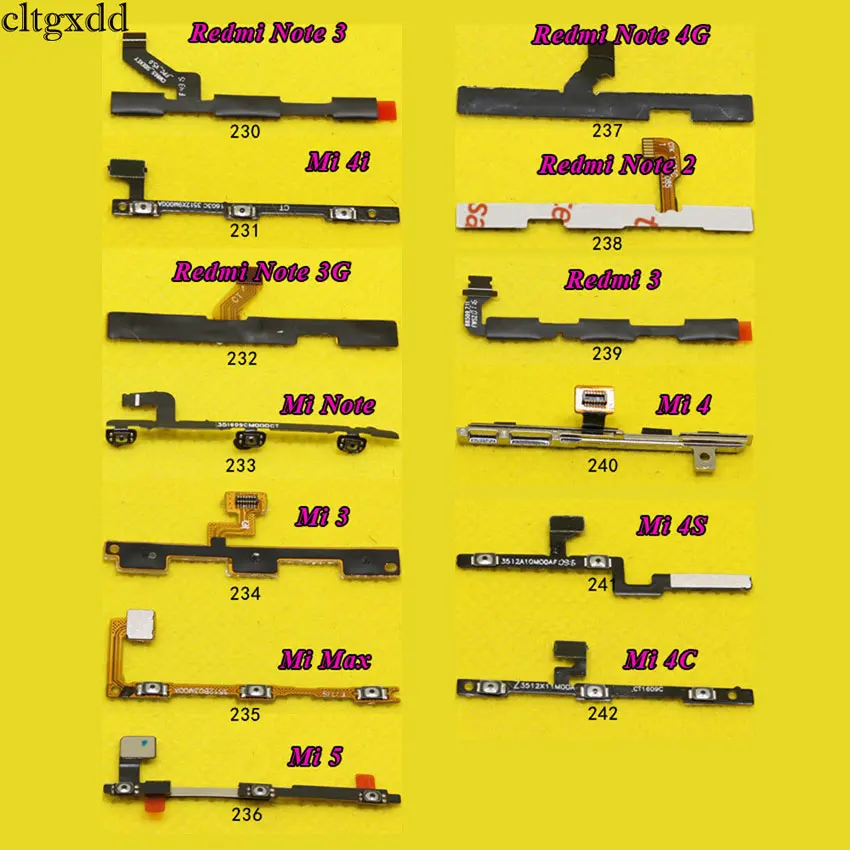 

cltgxdd Volume Button Power Switch On Off Button Flex Cable For Xiaomi Redmi 3 Note 2 Note3 Note 3G 4G Mi 3 4 4I 4C 4S 5 Max Pad