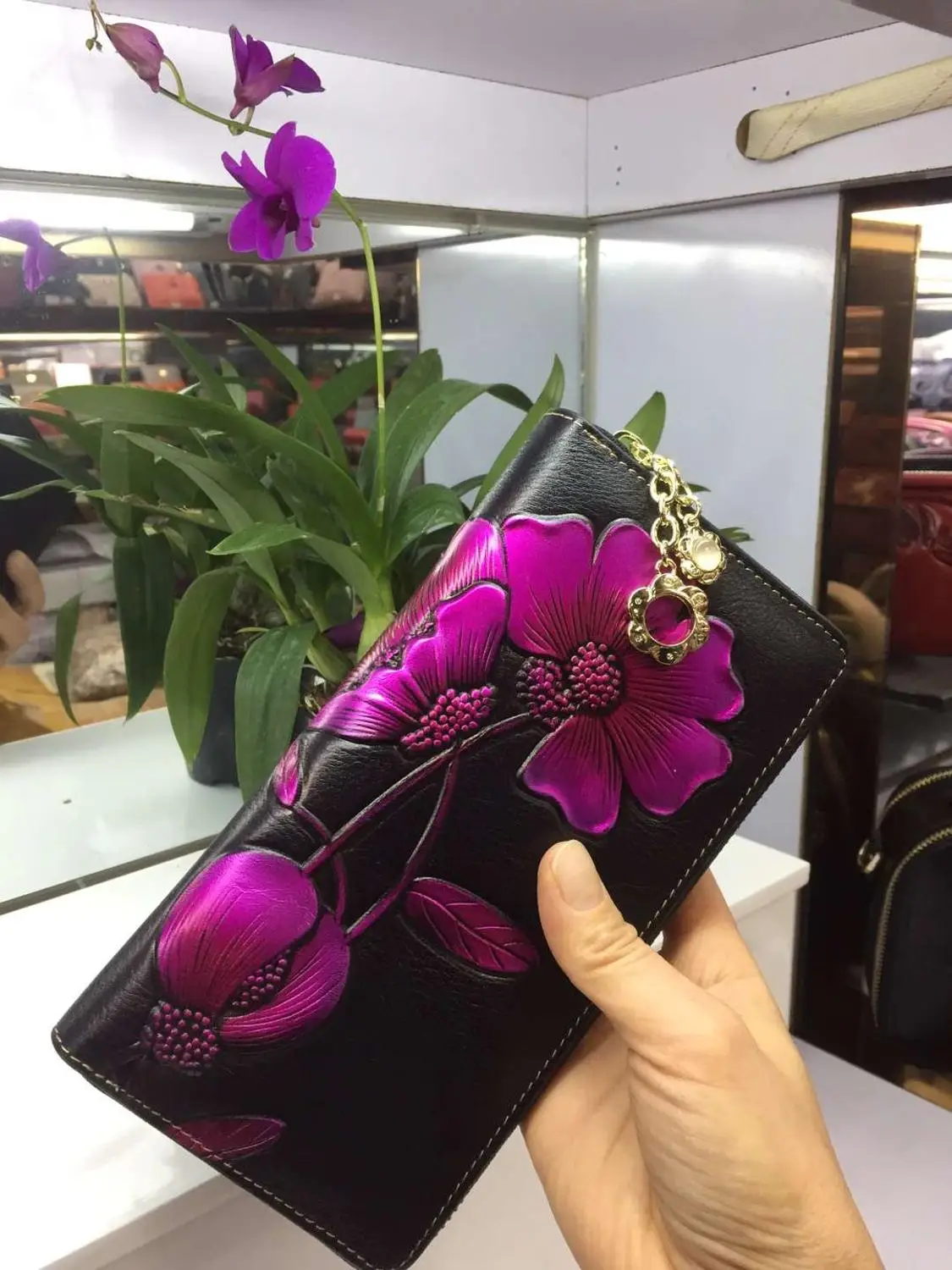 Роскошный женский кошелек, известный бренд, модный кошелек, винтажный кошелек с цветочным принтом, сумки для мобильных телефонов, Дамский клатч, кошелек для монет - Цвет: Rose