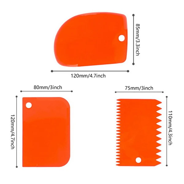 3 шт./лот скребок для крема неправильные зубные края DIY скребок для украшения торта помадка Кондитерские резаки инструменты для выпечки шпатели - Цвет: Orange