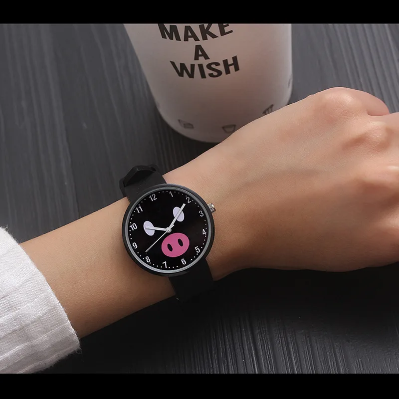 Мода силиконовые наручные часы Для женщин часы дамы Кварцевые наручные часы для женщин часы женские часы Hodinky Montre Femme свинья