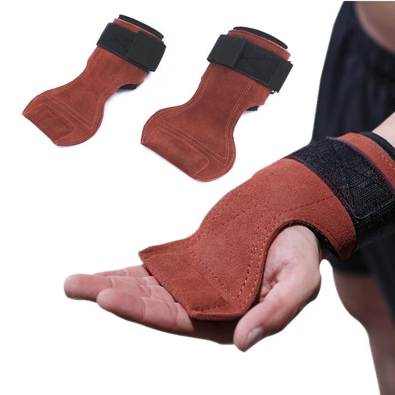 Leather Weight lifting Gloves Heavy Duty Straps with Adjustable