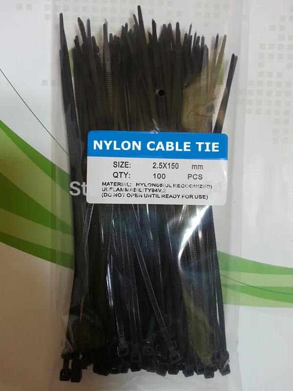

100Pcs 2.5*150mm Self-locking Plastic Nylon Cable Ties Wire Zip Tie