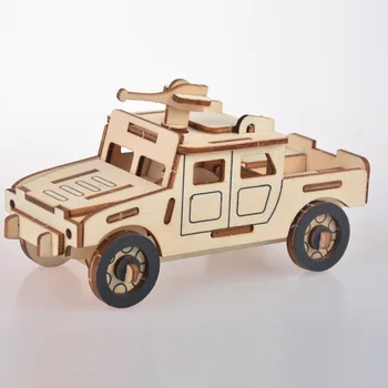 

3D Puzzle Model Kit DIY Assembly Wood Car Jigsaw Woodcraft Set Kids Toys YH-17