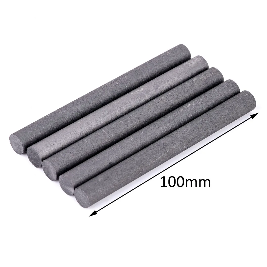 5pcs Black Carbon Rod Mayitr 99.99% Graphite Electrode Cylinder Rods Bars 100x10mm For Industry Tools