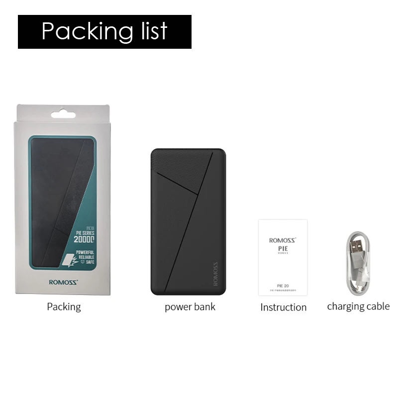 ROMOSS PIE 20 power Bank 20000 мАч портативный внешний Литий полимерный аккумулятор зарядное