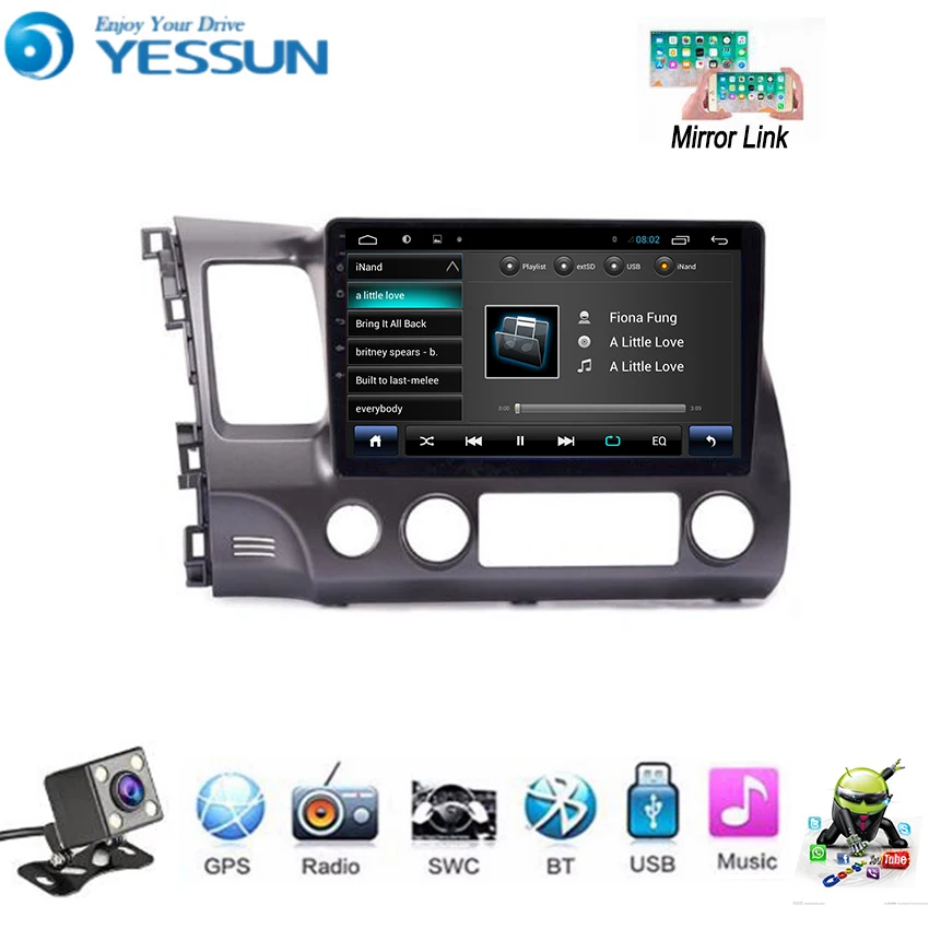 Cheap YESSUN For Honda Civic 2006~2011 Car Android Multimedia Player GPS Navigation Big Screen AUTO Radio Bluetooth 1