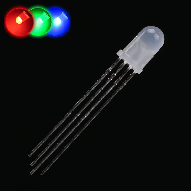 

20PCS Multicolor 4pin 5mm RGB Led Diode Light Lamp diffused Tricolor Round Common Anode LED 5 mm Light Emitting Diode