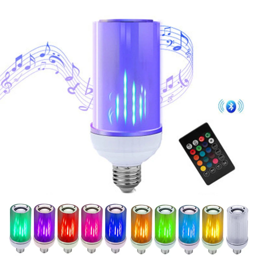 

Bluetooth LED Light Bulb Wireless Flame Speaker E26 E27 110V 220W 8W Music Player Dimmable With 24Keys Remote Controller